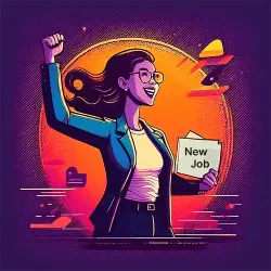 vector image of a woman being happy she has landed her new job